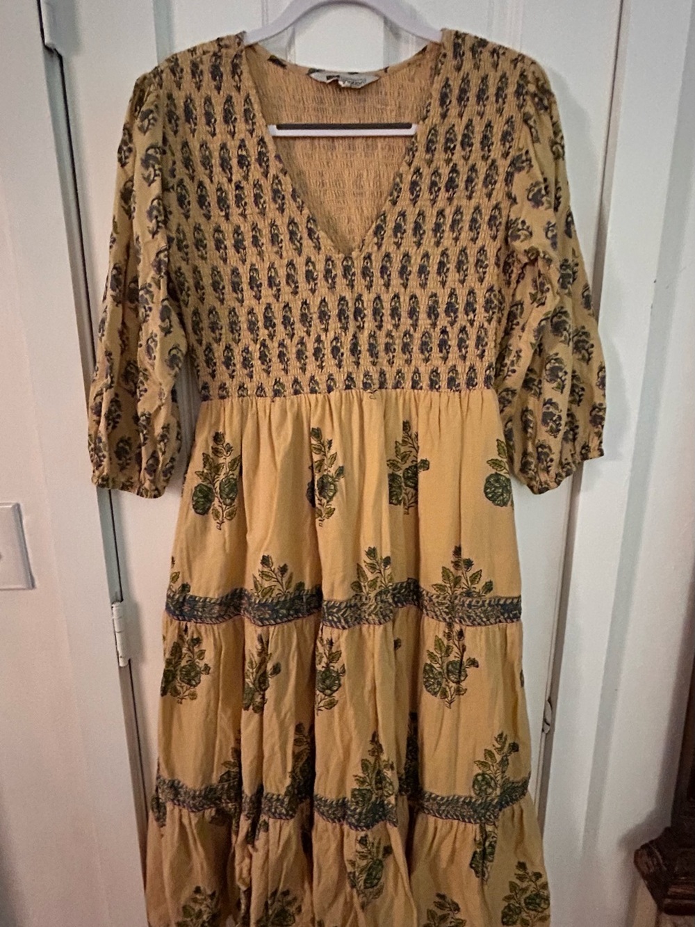 Indian Hand Block Print Cotton Maxi with Pockets L